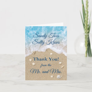 Blue Beach Waves Sandy Toes Carte de remerciements
