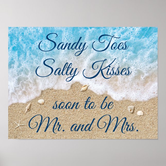 Blue Beach Waves Sandy Toes Salty Kisses Poster (Devant)