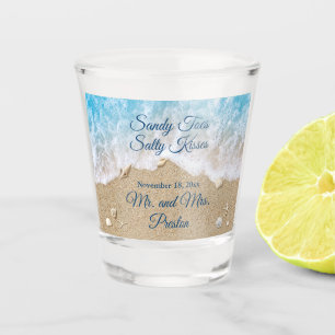 Blue Beach Waves Sandy Toes Shot Glass