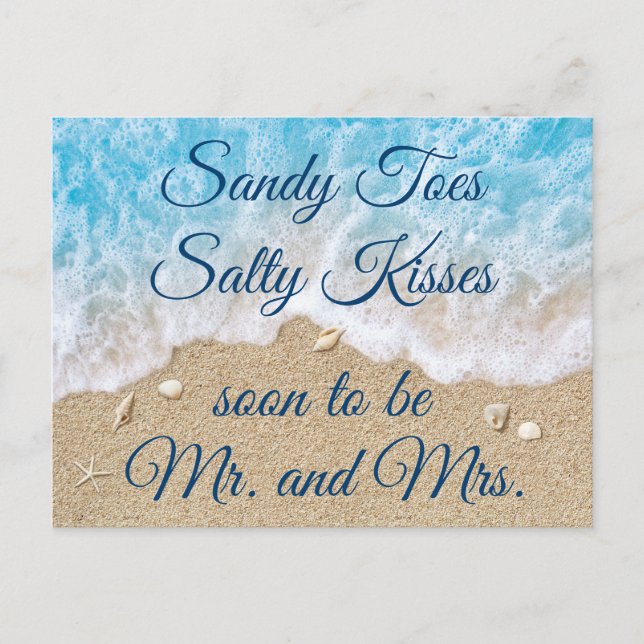 Blue Beach Waves Save the Date Announcement Postcard (Front)