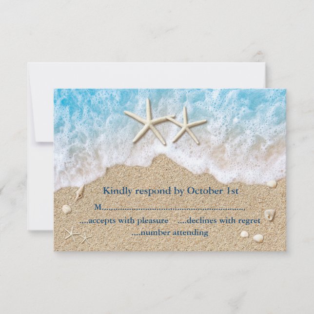 Blue Beach Waves & Starfish RSVP (Devant)