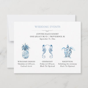 Blue Beach Wedding Event Details with QR Code Invitation