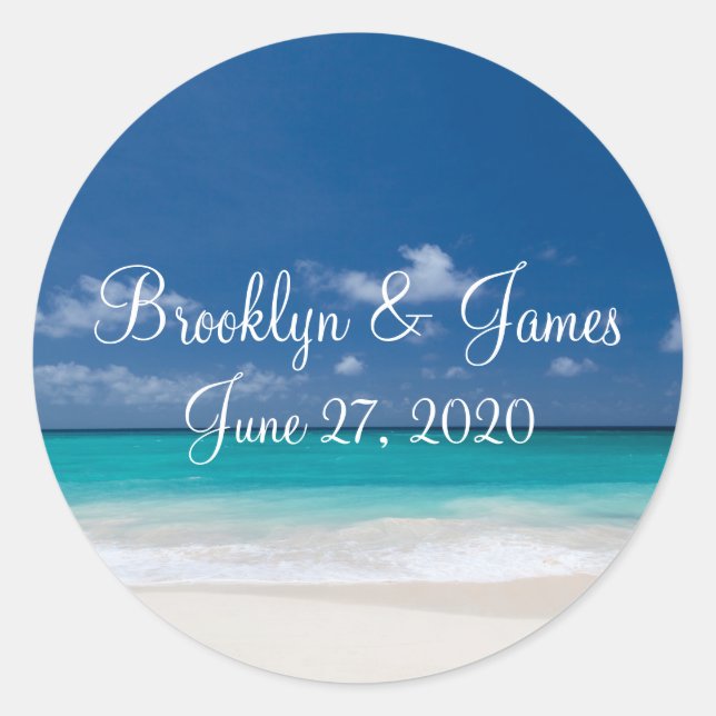Blue Beach Wedding Stickers (Front)