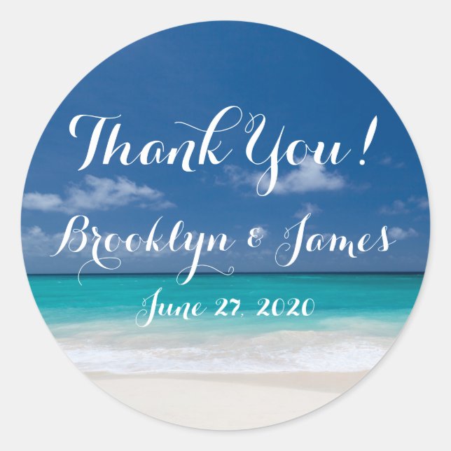 Blue Beach Wedding Stickers (Front)