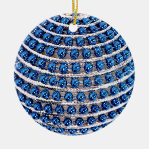 Blue Beaded Ceramic Ornament
