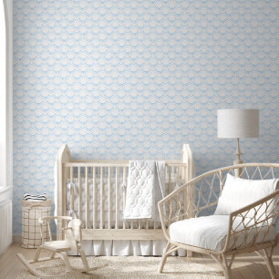 Blue beams on white graphic pattern wallpaper