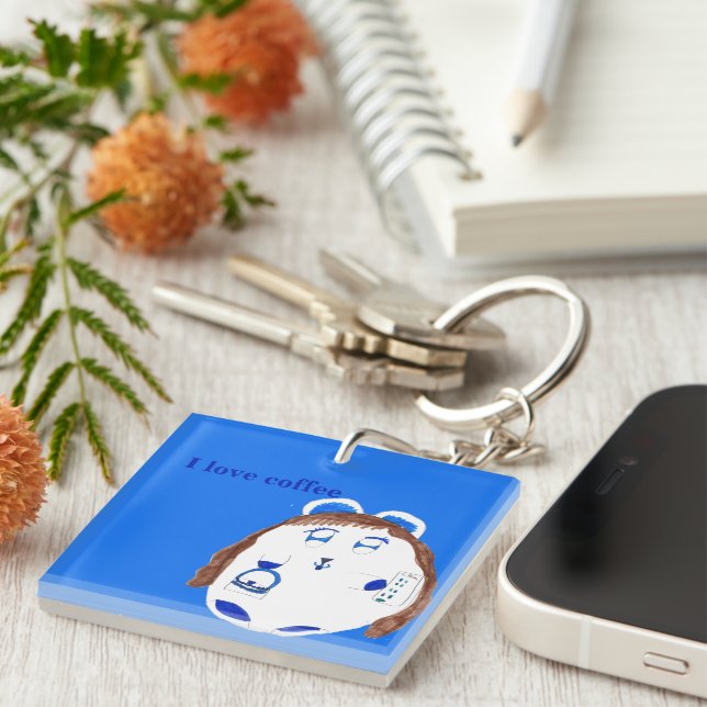 blue bean teen keychain (Front Right)