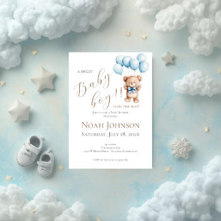 Blue Bear Baby Shower Boy invitation