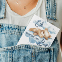 Blue Bear Baby Shower Boy Watercolor Teddy Cloud 