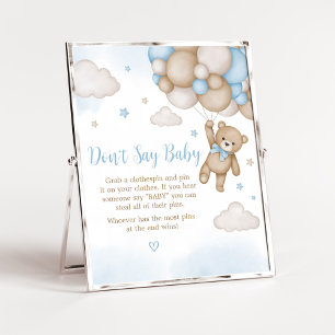 Blue Bear Baby Shower Don't Say Baby Poster
