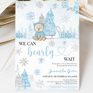 Blue Bear Baby Shower Invitation