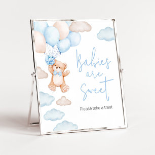 Blue Bear Balloon Baby Shower Babies are Sweet Poster