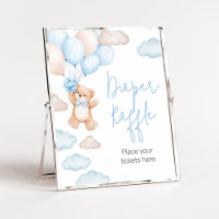 Blue Bear Balloon Baby Shower Diaper Raffle