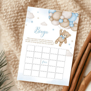 Blue Bear Balloons Baby Shower Bingo Game
