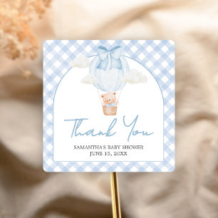 Blue Bear Bearly Wait Baby Shower  Square Sticker