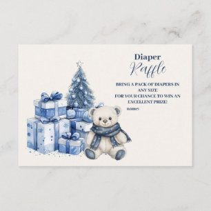 Blue Bear Christmas Baby Shower Diapper Raffle  Enclosure Card