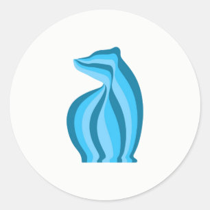 Blue bear classic round sticker