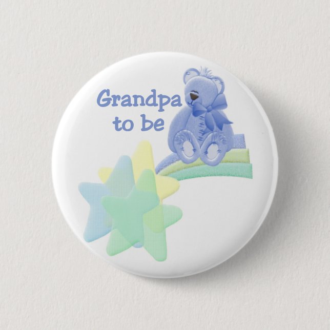 Blue Bear Grandpa to Be 2 Inch Round Button (Front)