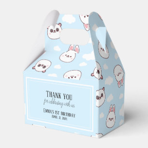 Blue Bear Panda Kawaii 1st Birthday  Favor Box