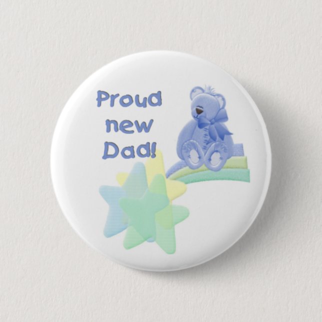 Blue Bear Proud New Dad 2 Inch Round Button (Front)