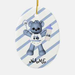 Blue Bear Tractor 1st Christmas Ornament