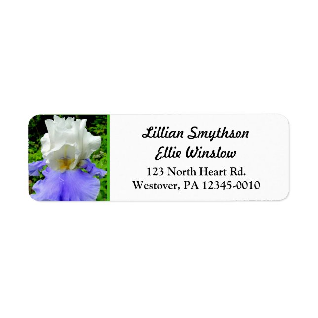 Blue Bearded Iris Custom Skinny Address Labels (Front)