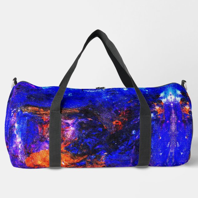 Blue Beast Running Fire Duffle Bag (Front)
