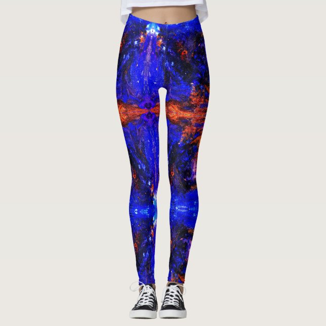 Blue Beast Running Fire Leggings (Front)