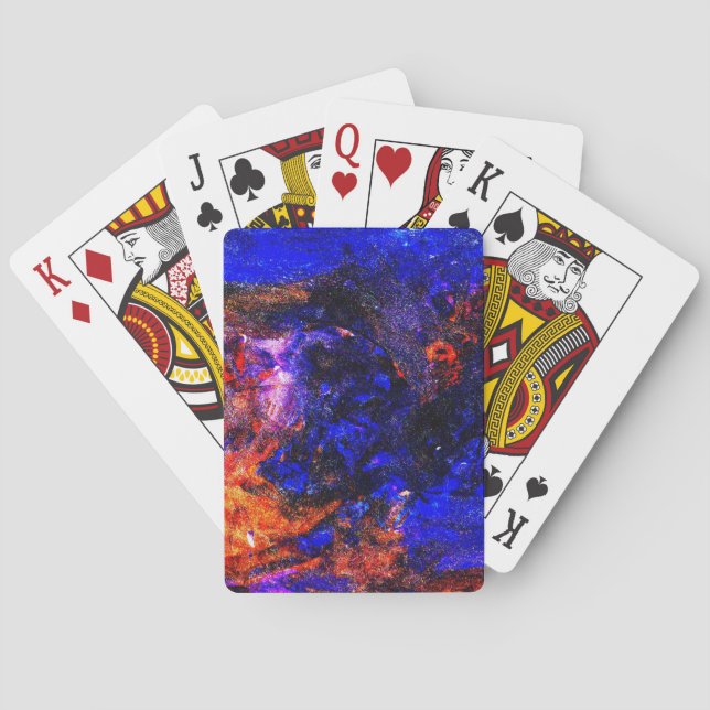 Blue Beast Running Fire Playing Cards (Back)
