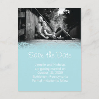 Blue & Beautiful Swirl Save the Date Announcement