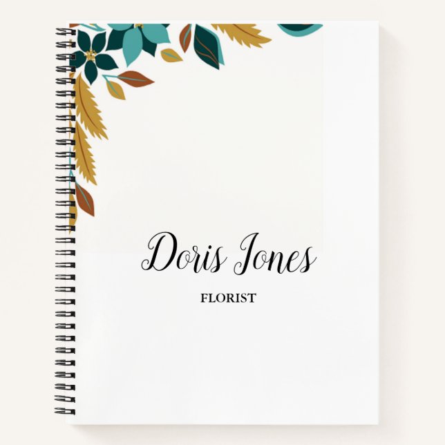 Blue beauty flower fall leaves notebook (Front)
