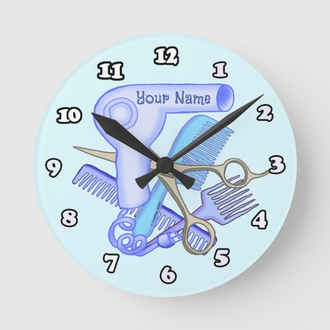 Blue Beauty Parlour  beautician clock (Front)