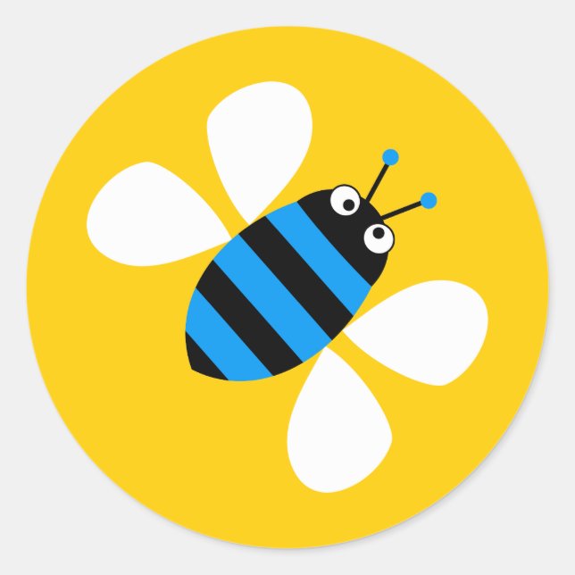 Blue Bee Classic Round Sticker (Front)