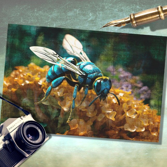 Blue Bee Decoupage Paper (Creator Uploaded)