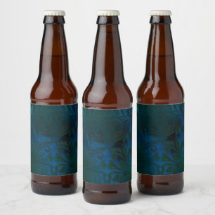 blue beer bottle label