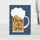 Blue Beer Cheers to 35 Years Birthday Card<br><div class="desc">A modern cheers to 35 years birthday card, which you can easily personalize with the number of years needed. The front of this beer 35th birthday card for him features a mug of beer against a geometric blue background. Inside threads a birthday message, which you can easily personalize. The back...</div>