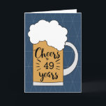 Blue Beer Cheers to 49 Years Birthday Card<br><div class="desc">A modern beer 49th birthday card for him. The front of this card features a mug of beer against a geometric blue background. Inside reads a birthday message, which you can easily personalize. The back has a place for you to put the year. A fun mug of beer 49th birthday...</div>