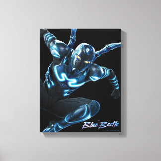 Blue Beetle Leaping Character Art Canvas Print