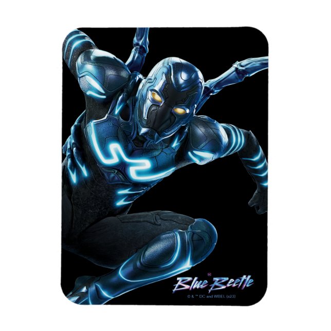 Blue Beetle Leaping Character Art Magnet (Vertical)