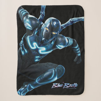 Blue Beetle Leaping Character Art Sherpa Blanket