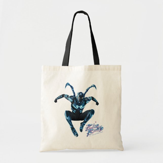 Blue Beetle Leaping Character Art Tote Bag (Front)