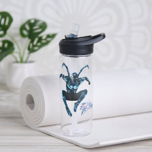 Blue Beetle Leaping Character Art Water Bottle