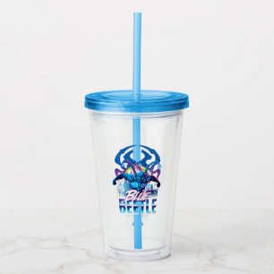 Blue Beetle Retrowave City Sunset Acrylic Tumbler