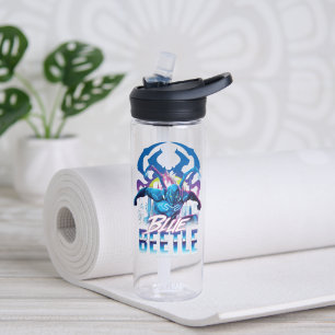 Blue Beetle Retrowave City Sunset Water Bottle