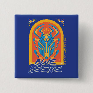 Blue Beetle Scarab Talavera Graphic 2 Inch Square Button