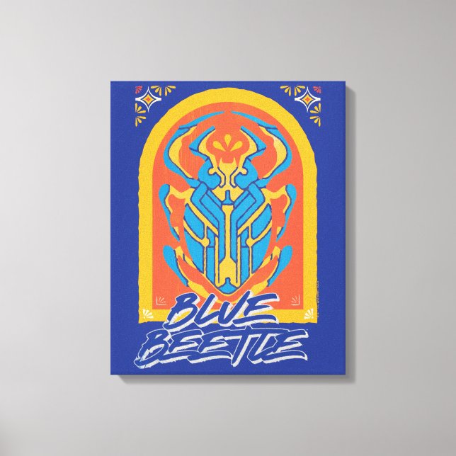 Blue Beetle Scarab Talavera Graphic Canvas Print (Front)