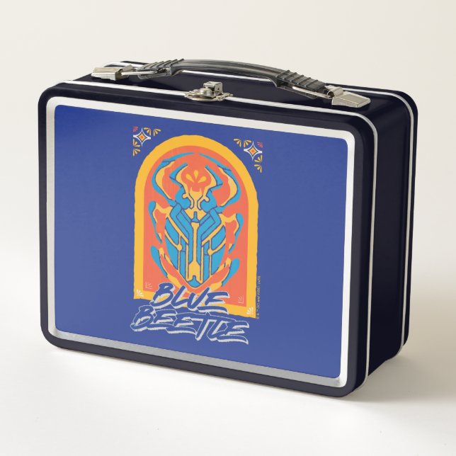Blue Beetle Scarab Talavera Graphic Metal Lunch Box (Front)