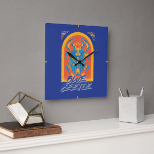 Blue Beetle Scarab Talavera Graphic Square Wall Clock