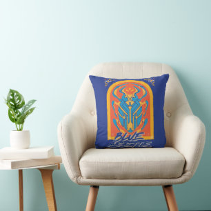 Blue Beetle Scarab Talavera Graphic Throw Pillow