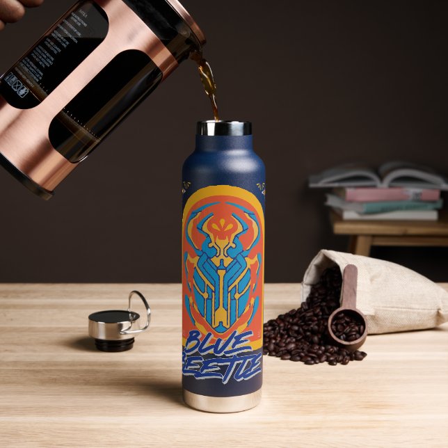 Blue Beetle Scarab Talavera Graphic Water Bottle (Coffee)